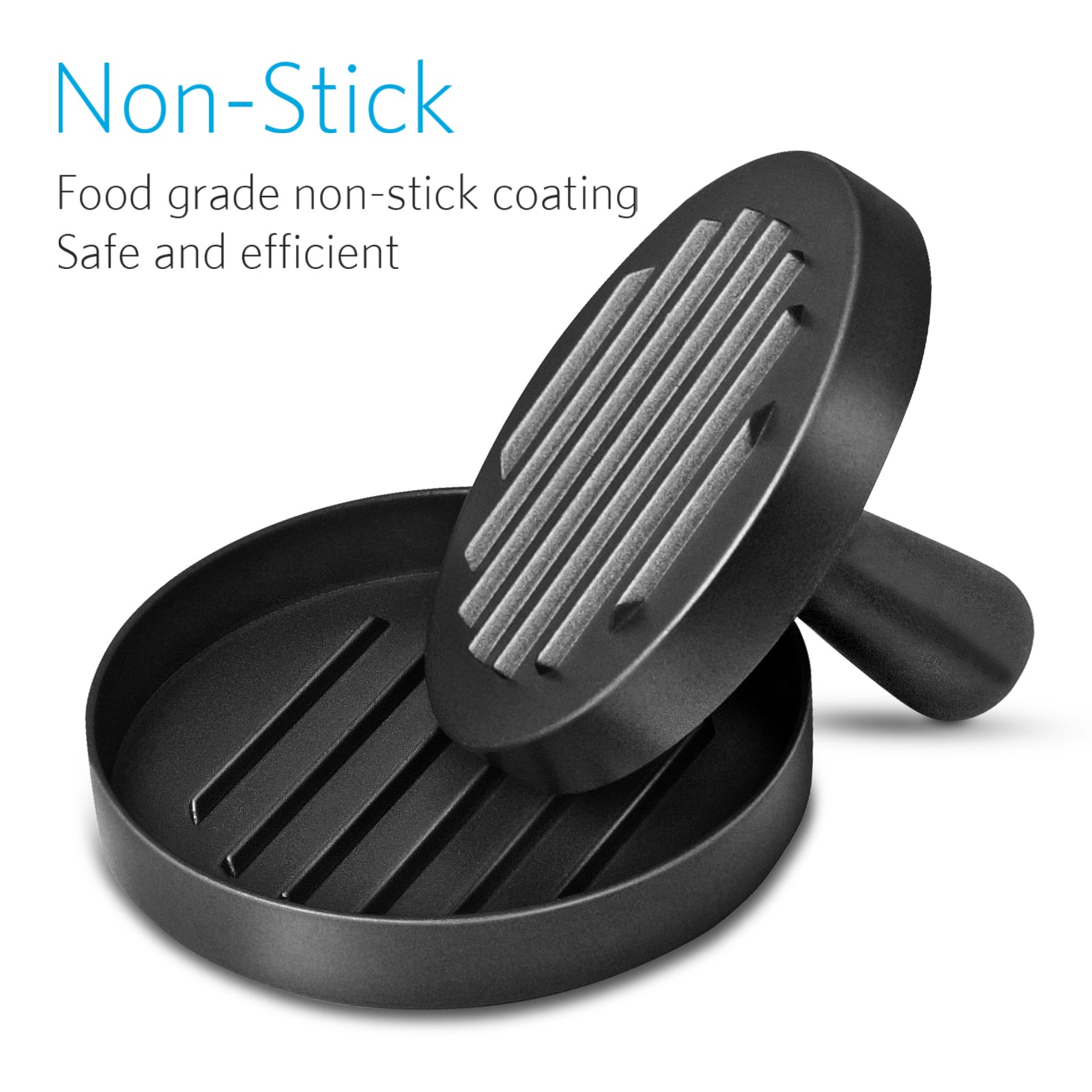 Burger press with comfortable plastic handle - non stick Pie Maker, stainless steel Hamburger Press for barbecue