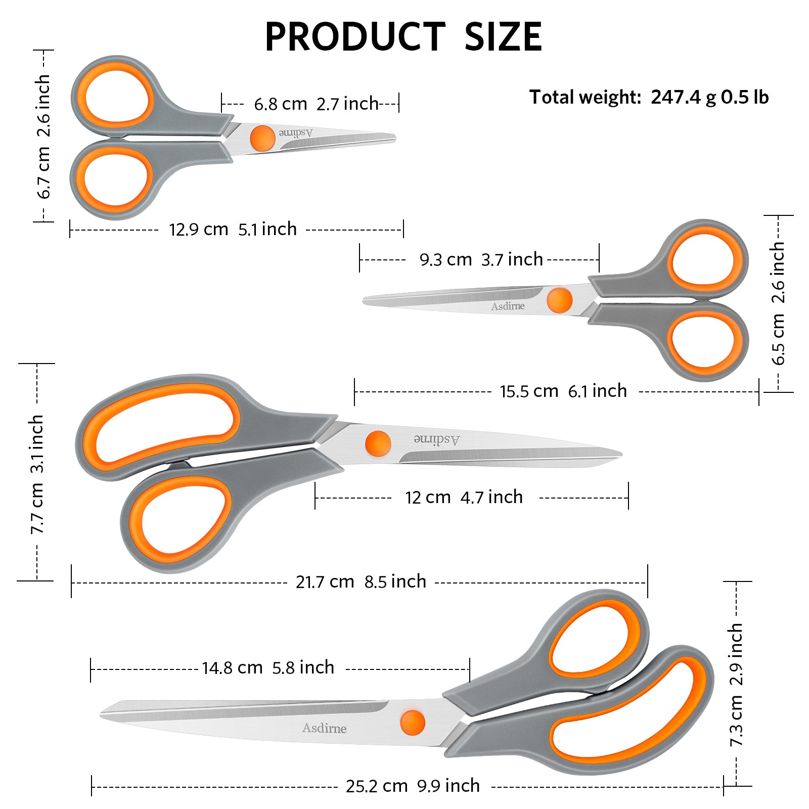 Asdirne Office Scissors Set of 4