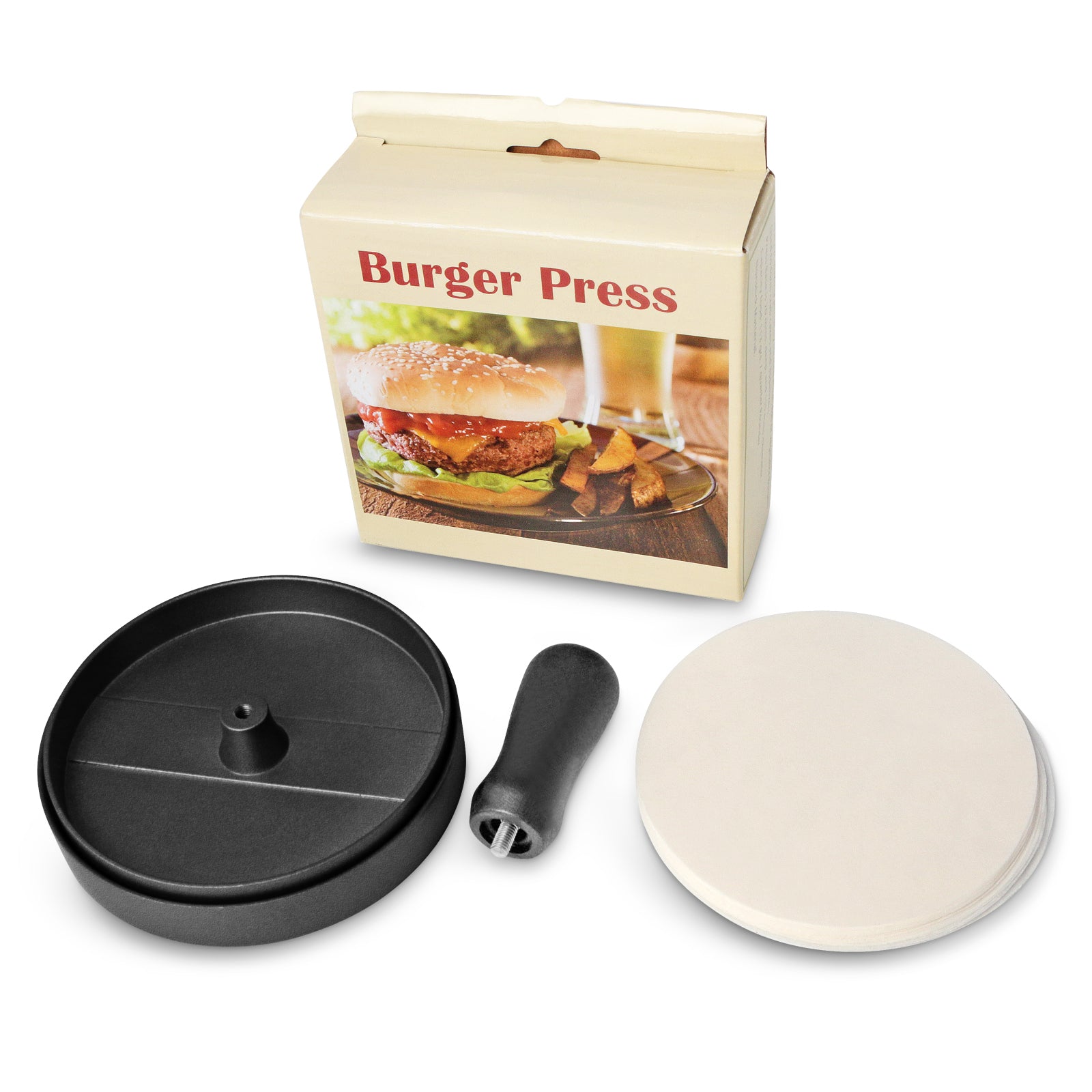 Burger press with comfortable plastic handle - non stick Pie Maker, stainless steel Hamburger Press for barbecue
