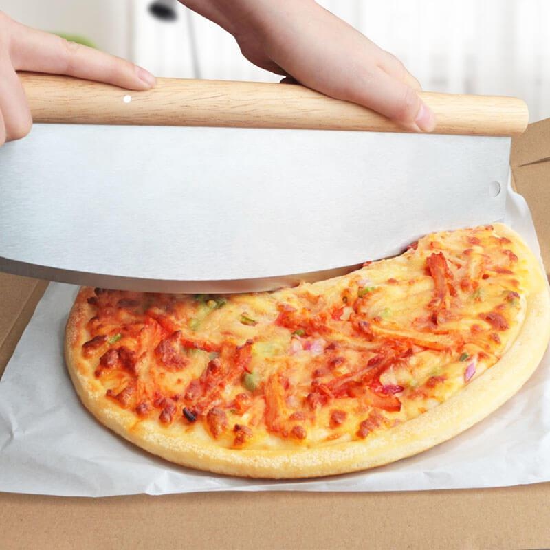 Pizza Rocker with Stainless Steel Blade and Wooden Handle-Asdirne