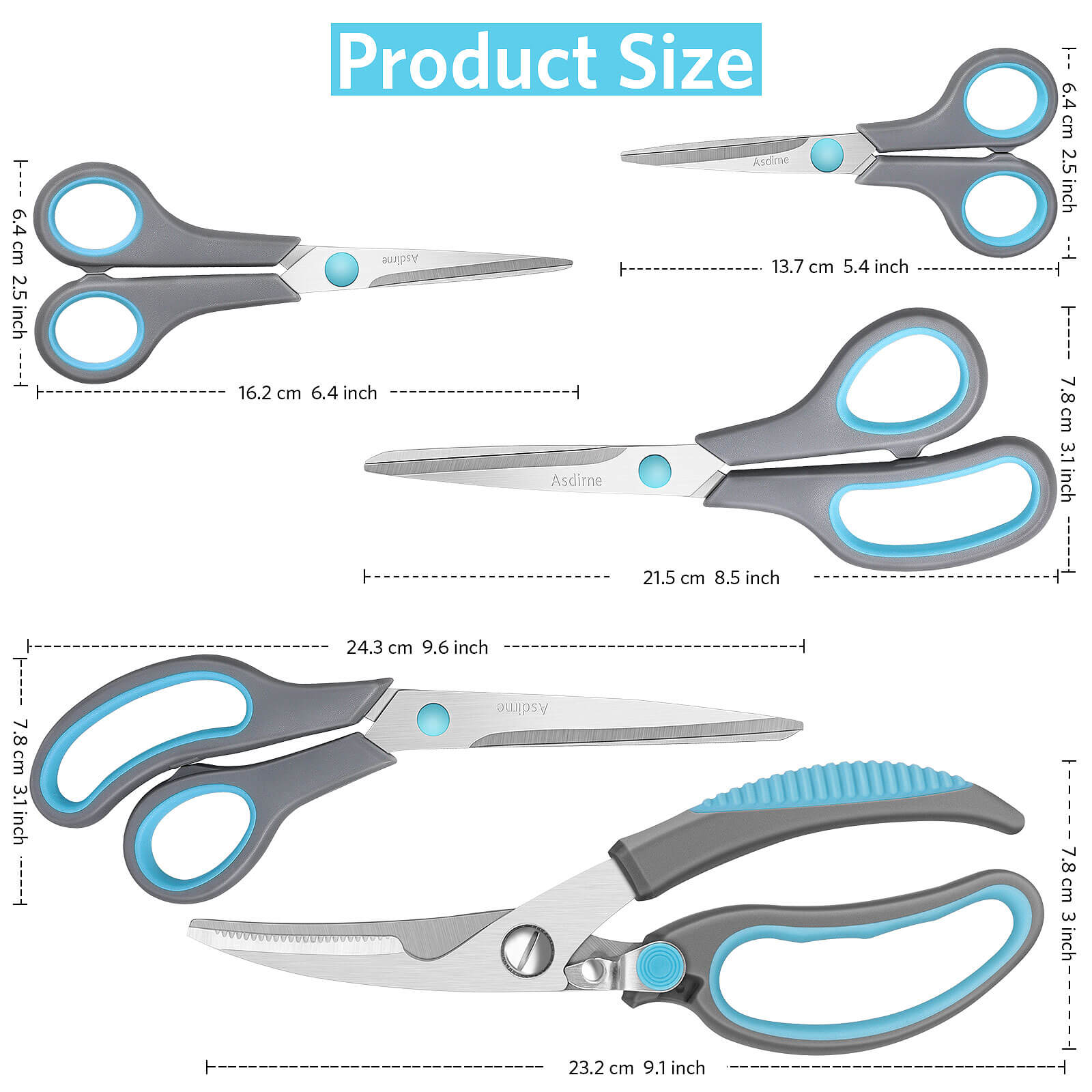  Asdirne Premium sewing Scissors Bundle, Perfect Sewing  Partners, Sharp and Durable, Comfortable Handle, Contains 9”Fabric  scissors, 5”Detail Scissors, 3.9”Embroidery Scissors, 4.8”Thread Snips :  Arts, Crafts & Sewing