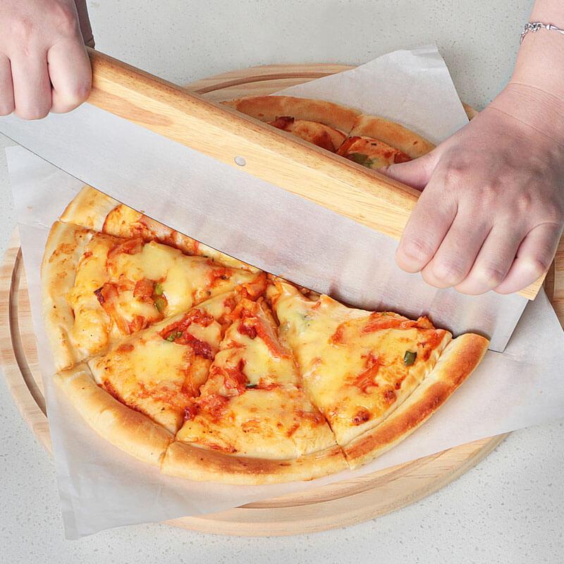 Premium Non-Stick Pizza Cutter with Wooden Handle- Heavy Duty Stainless Steel